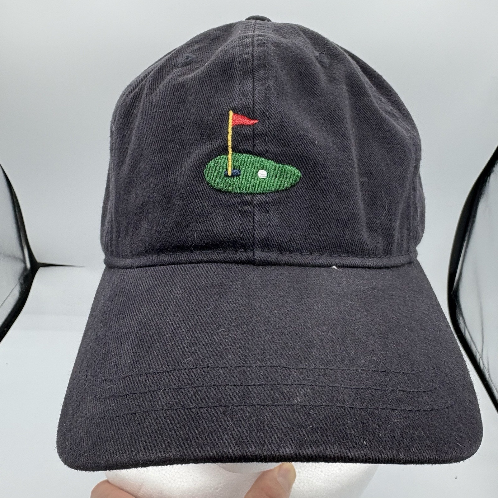 J Crew Hat Cap Golf Unisex Strapback Navy Blue Adj Baseball Flag Green D2